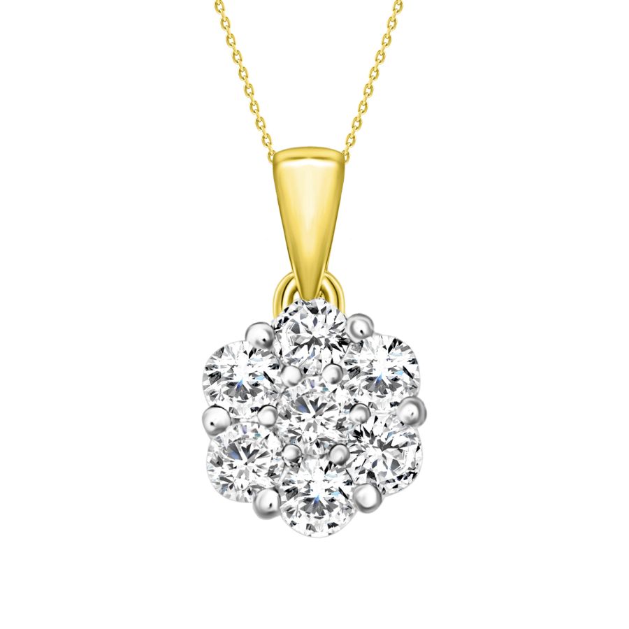 LADIES PENDANT WITH CHAIN 0.25CT ROUND DIAMOND 14K YELLOW GOLD