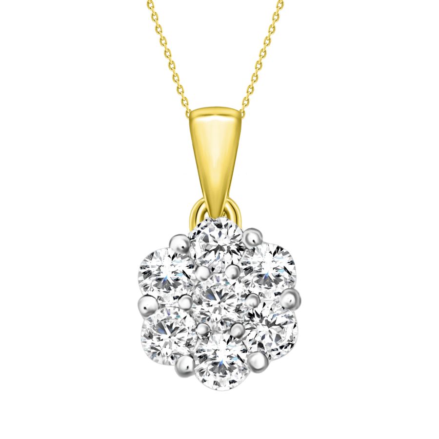 LADIES PENDANT WITH CHAIN 1.00CT ROUND DIAMOND 14K YELLOW GOLD