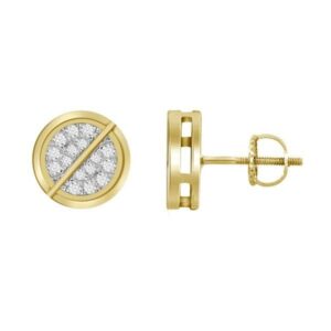 MEN'S STUD EARRINGS 0.75CT ROUND DIAMOND 10K YELLOW GOLD